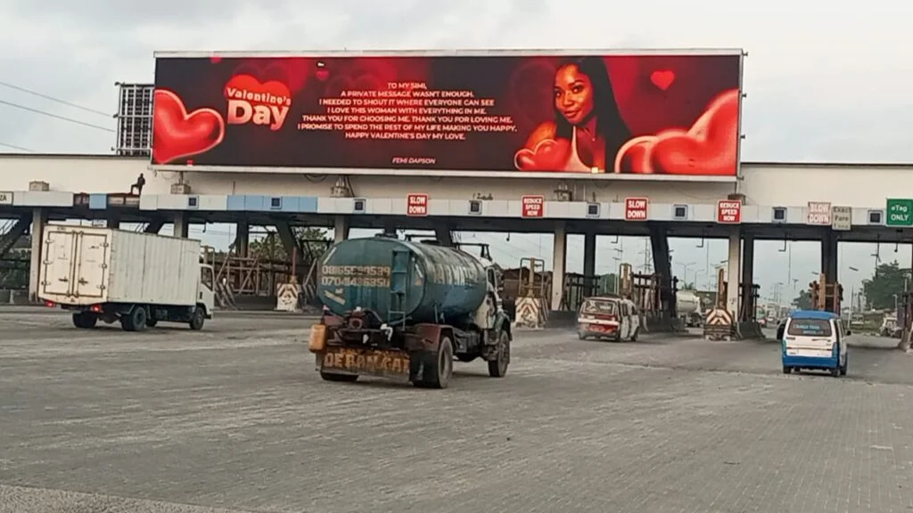 Femi Dapson Displays Valentine’s Day Messages for Fiancée on Lagos Billboards